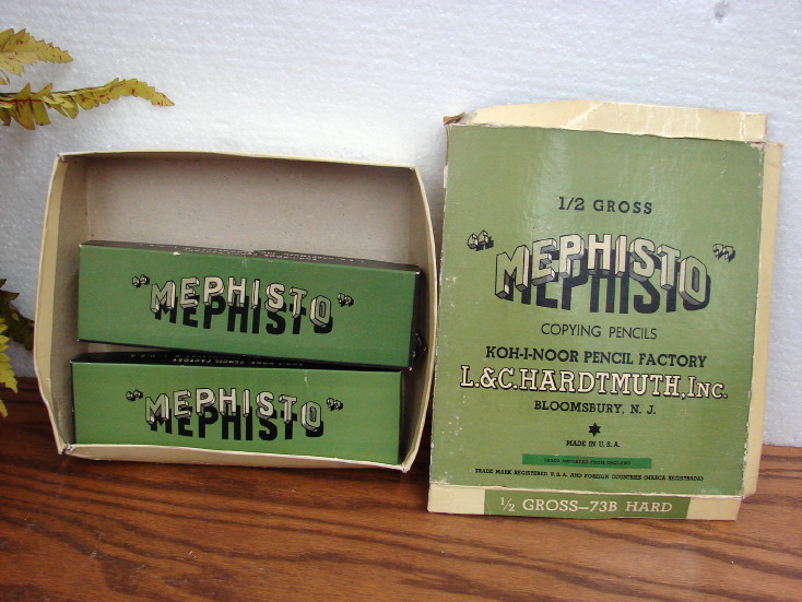 Vintage Box of Mephisto Copying Pencils KOH-I-NOOR Pencil Factory England Lead 73B Hard, Moose-R-Us.Com Log Cabin Decor