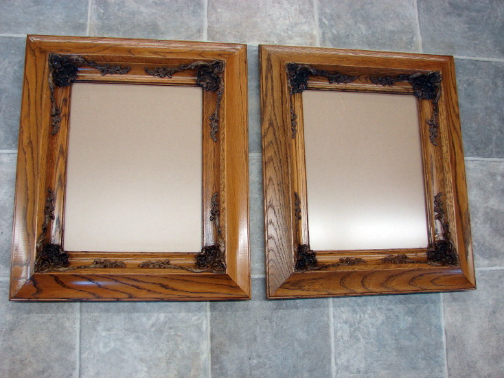 Two 16 x 11 Elaborate Oak Picture Frame Non-glare Glass Matching Frames, Moose-R-Us.Com Log Cabin Decor