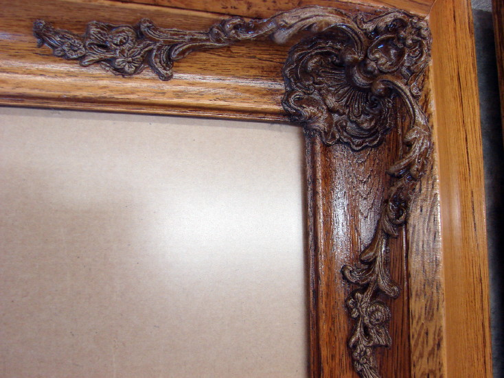 Two 16 x 11 Elaborate Oak Picture Frame Non-glare Glass Matching Frames, Moose-R-Us.Com Log Cabin Decor
