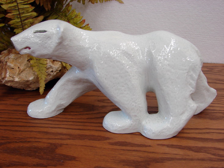 Kepameikoc Aohnai Antique Greek 1936 Porcelain Polar Bear Figurine, Moose-R-Us.Com Log Cabin Decor