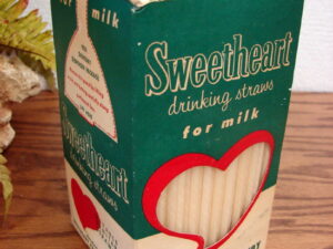 Vintage Sweetheart Drinking Straws for Milk Dairy Advertising Original Box