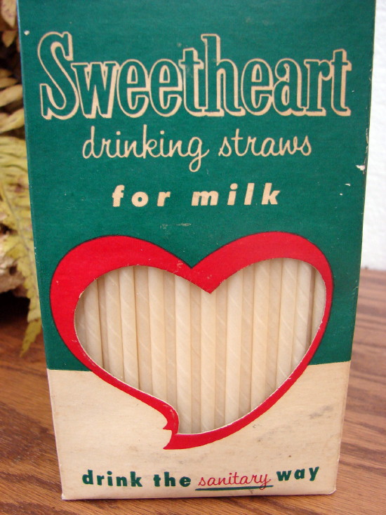 Vintage Sweetheart Drinking Straws for Milk Dairy Advertising Original Box, Moose-R-Us.Com Log Cabin Decor