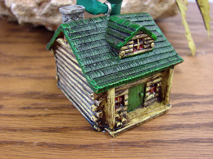 Miniature Detailed Resin Log Cabin Ornament, Moose-R-Us.Com Log Cabin Decor