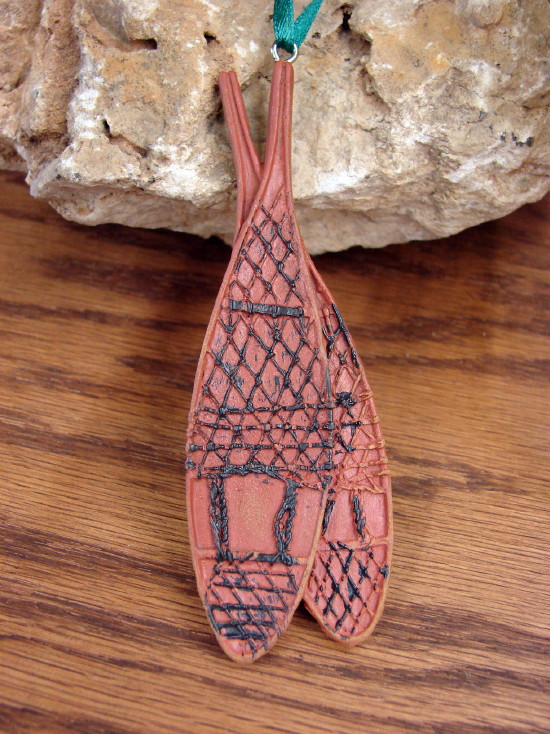 Miniature Detailed Resin Huron Maine Snowshoe Pair Ornament, Moose-R-Us.Com Log Cabin Decor