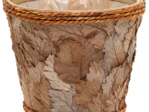Real Leaf Layered Jute Trim Wood Lined Basket Wedding Plant Arrangement Baskets