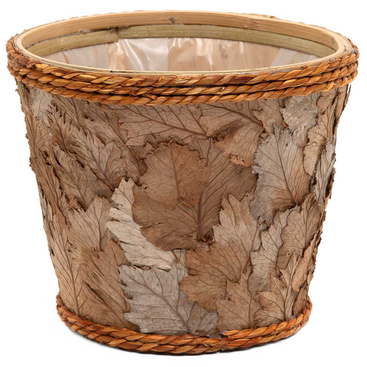 Real Leaf Layered Jute Trim Wood Lined Basket Wedding Plant Arrangement Baskets, Moose-R-Us.Com Log Cabin Decor