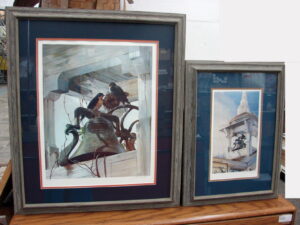 Vintage Barn Swallows On Church Bell Framed Matted Set Faith is your Fortune Poem