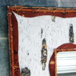 Vintage MN Ojibwe Indian Birch Bark Red Twig Mirror 24 x 24 - Image 2