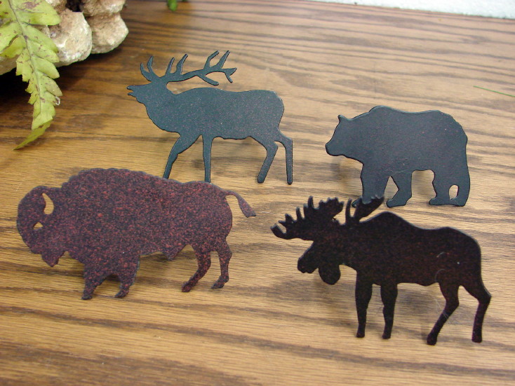 Bear Buffalo Elk Moose Iron Silhouette Large Hooped Napkin Rings Set/23, Moose-R-Us.Com Log Cabin Decor
