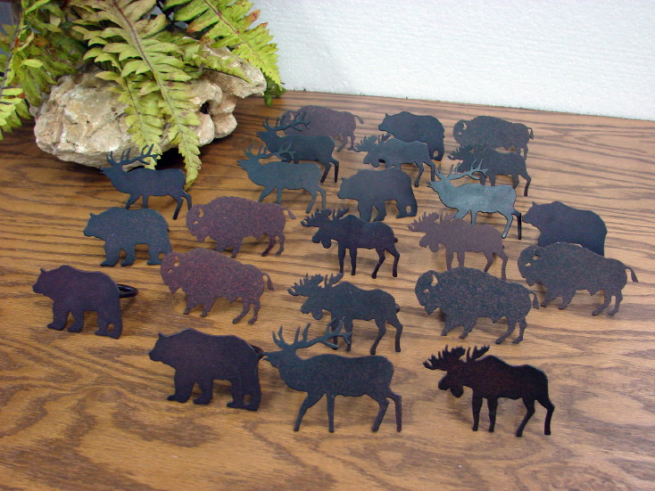 Bear Buffalo Elk Moose Iron Silhouette Large Hooped Napkin Rings Set/23, Moose-R-Us.Com Log Cabin Decor