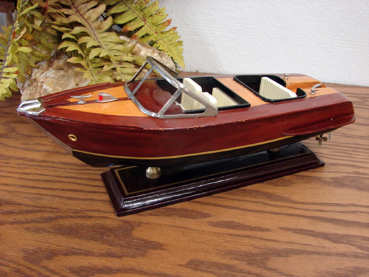 Vintage Chris Craft Style Boat Model Wooden Boat Lake Cabin Decor