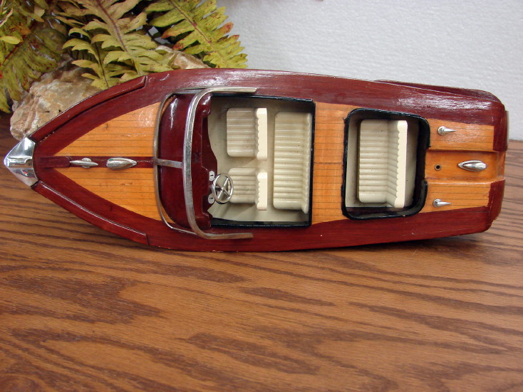 Vintage Chris Craft Style Boat Model Wooden Boat Lake Cabin Decor, Moose-R-Us.Com Log Cabin Decor