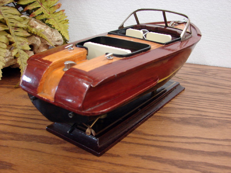 Vintage Chris Craft Style Boat Model Wooden Boat Lake Cabin Decor, Moose-R-Us.Com Log Cabin Decor