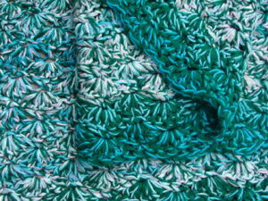 Handcrafted Green Teal Crocheted Huge King Size Blanket Throw Cover up