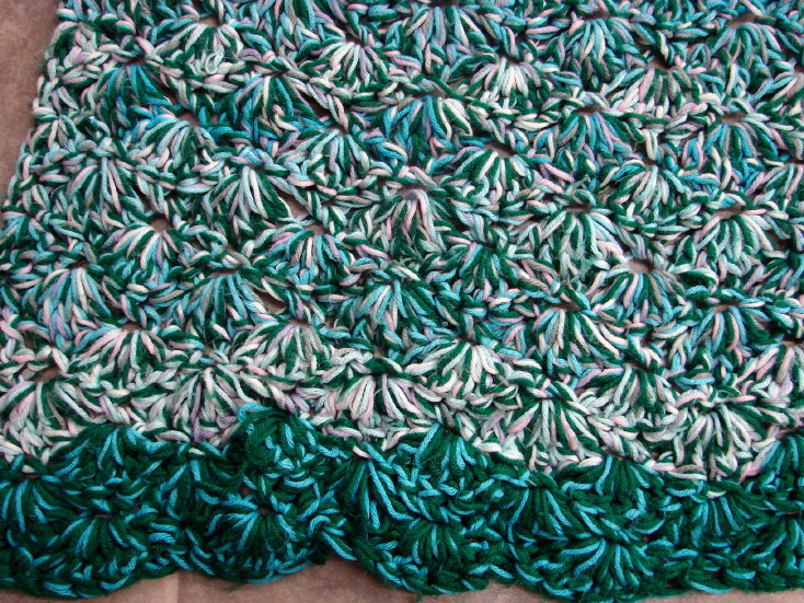 Handcrafted Green Teal Crocheted Huge King Size Blanket Throw Cover up, Moose-R-Us.Com Log Cabin Decor