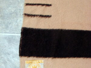 Vintage Hudson Bay Tan Brown Stripe 4 point Wool Blanket Cabin Style