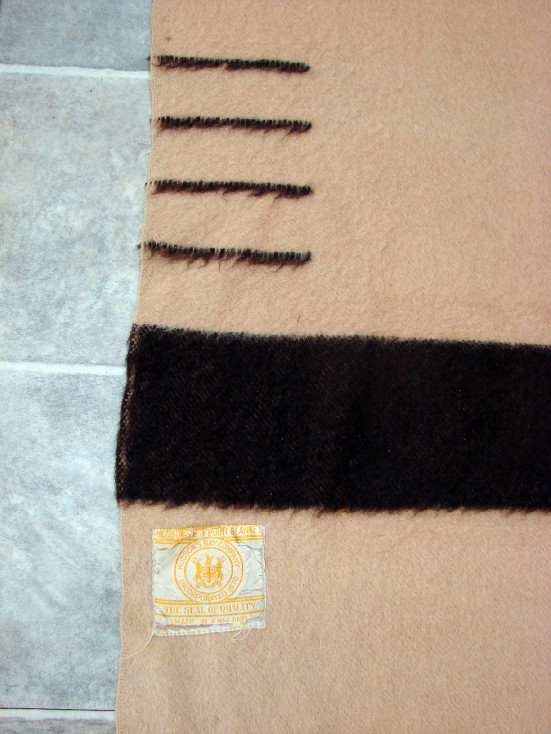 Vintage Hudson Bay Tan Brown Stripe 4 point Wool Blanket Cabin Style, Moose-R-Us.Com Log Cabin Decor