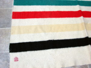 Vintage Hudson Bay Classic Stripe 3.5 point Wool Blanket Cabin Style