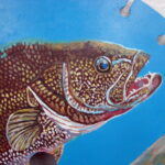 Hand Painted Walleye Fish Painting Original Pat King Saw Blade Segment #88