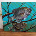 Hand Painted Panfish Fish Painting Original Pat King Wood Block Crappie #84