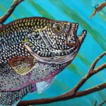 Hand Painted Panfish Fish Painting Original Pat King Wood Block Crappie #84 - Image 2