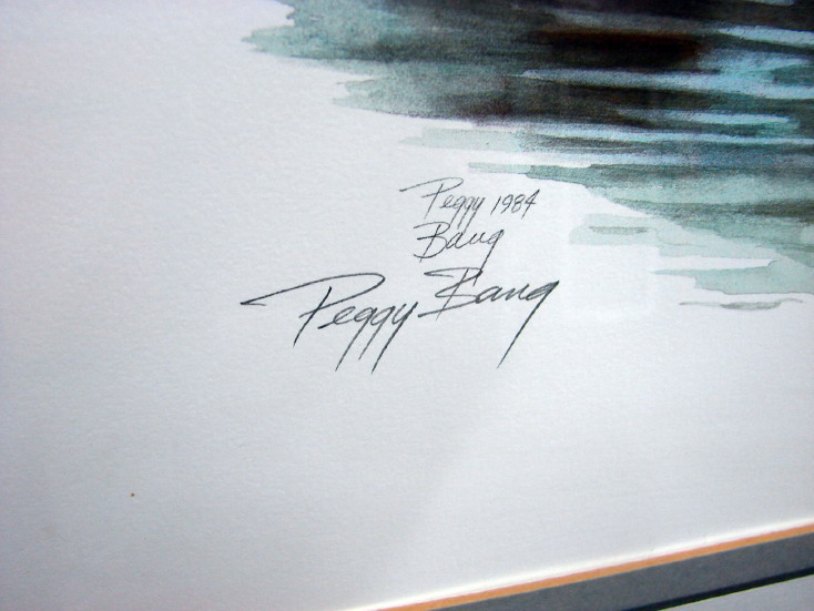 Signed Peggy Bang Watercolor Pair of Loons Framed Matted Artwork Lake Cabin, Moose-R-Us.Com Log Cabin Decor