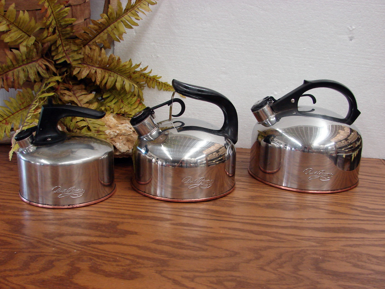Revere Ware 3 Piece Cookware Copper Bottom W/Lids Stainless Steel