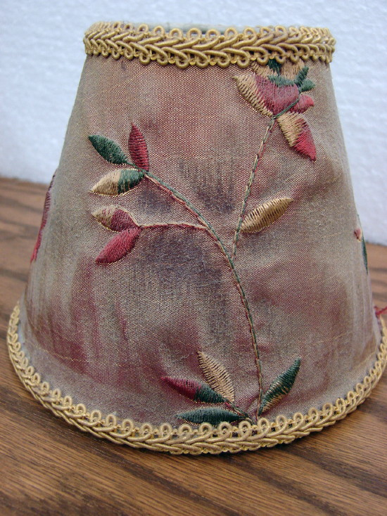 Vintage Silk Embroidered Flower Lined Trimmed Chandelier Shades Set/9, Moose-R-Us.Com Log Cabin Decor