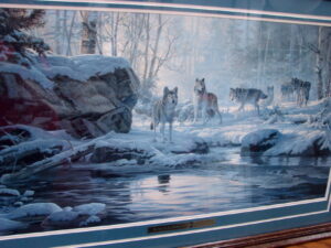 Rare Oversized Sofa Size Six Pack Wolves Kloetzke Gadamus Zoellick Wolf Framed Matted Artwork