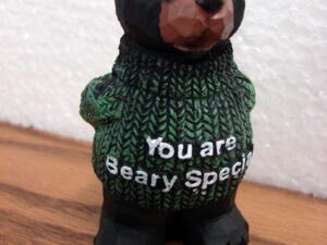 Wood Carved Look Black Bear Ornament You are Beary Special