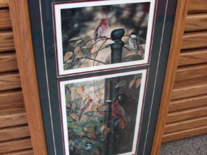 Double Print The Gathering Rick Kelley Backyard Song Birds Framed Matted Artwork