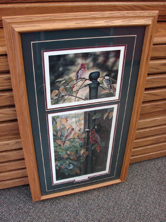 Double Print The Gathering Rick Kelley Backyard Song Birds Framed Matted Artwork, Moose-R-Us.Com Log Cabin Decor