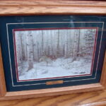Mark Daehlin Artwork Rare Watched Wolf Birch Trees Framed Matted Picture - Image 2