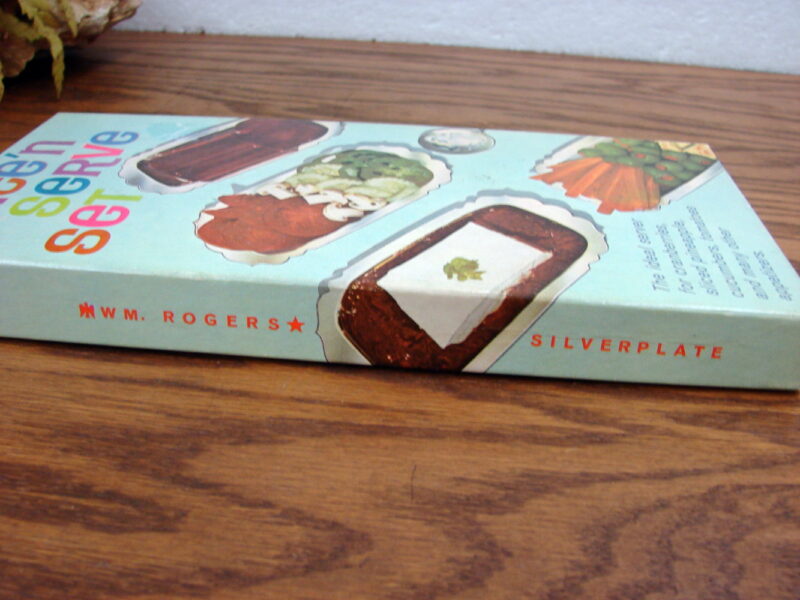 Vintage Box WM. Rogers Silverplate Cranberry Set Serving Spoon Plate, Moose-R-Us.Com Antiques Collectibles Log Cabin Decor