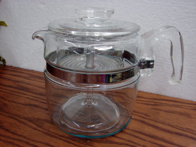 Vintage PYREX 7756 Flameware Glass Coffee Percolator Pot 6 Cup Maker, Moose-R-Us.Com Log Cabin Decor