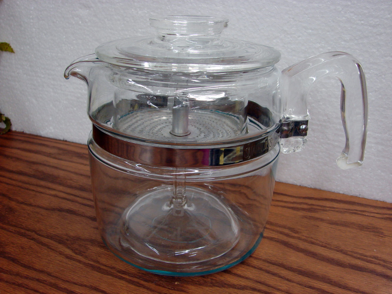 Vintage Pyrex Coffee Pot 6 Cup Pyrex Percolator Glass Percolator Missing  Top Metal Filter Cover 