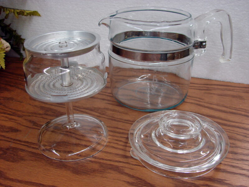Vintage Pyrex 7756 Flameware Glass Coffee Percolator Pot 6 Cup Amish Estate, Moose-R-Us.Com Log Cabin Decor
