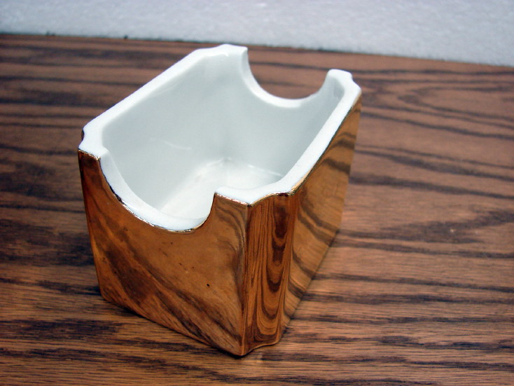 Vintage Hall China Golden Glo Real 22k Gold Restaurant Sugar Packet Holder