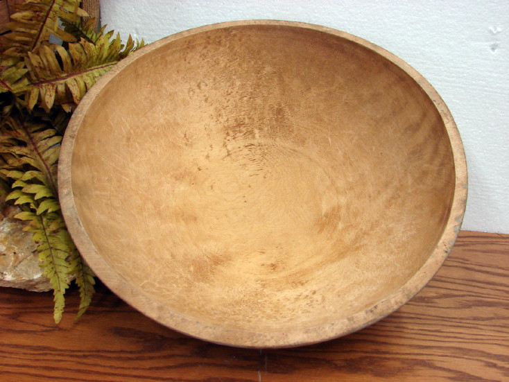Primitive Old Wooden Sage Green Oversized Bowl, Moose-R-Us.Com Log Cabin Decor