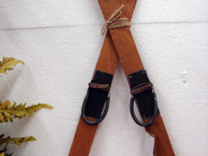 Miniature Wood Snow Skis Pair Bindings Adirondack Small Downhill Ski Lodge Decor