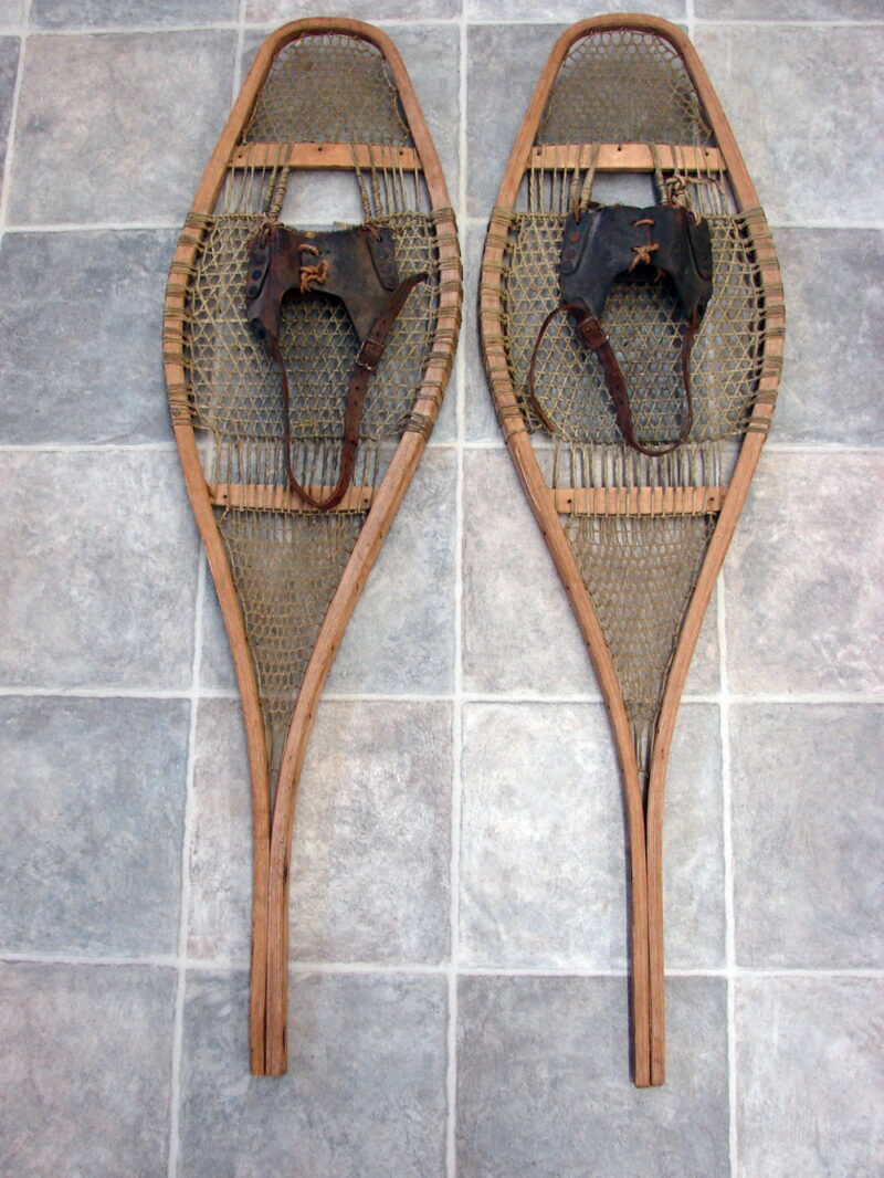 Rare Antique Snow Shoe Square Toe Native American Indian Cree Snowshoes, Moose-R-Us.Com Log Cabin Decor