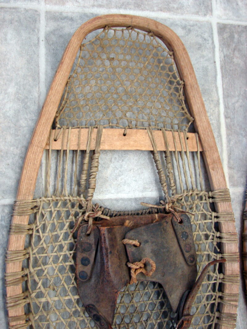 Rare Antique Snow Shoe Square Toe Native American Indian Cree Snowshoes, Moose-R-Us.Com Log Cabin Decor