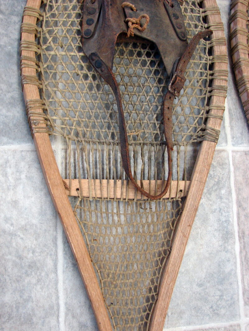 Rare Antique Snow Shoe Square Toe Native American Indian Cree Snowshoes, Moose-R-Us.Com Log Cabin Decor