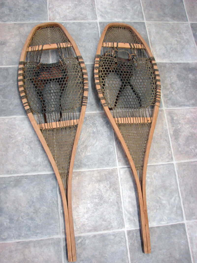 Rare Antique Snow Shoe Square Toe Native American Indian Cree Snowshoes, Moose-R-Us.Com Log Cabin Decor