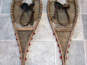 Rare Antique Snow Shoe Native American Indian Cree Huron Pom Pom Snowshoes