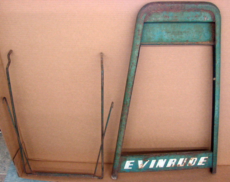 Vintage Evinrude Outboard Boat Motor Dealer Display Stand Chicago IL, Moose-R-Us.Com Log Cabin Decor