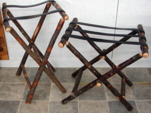 Rustic Bark on Hickory Tray Suitcase Butler Serving or Luggage Butlers