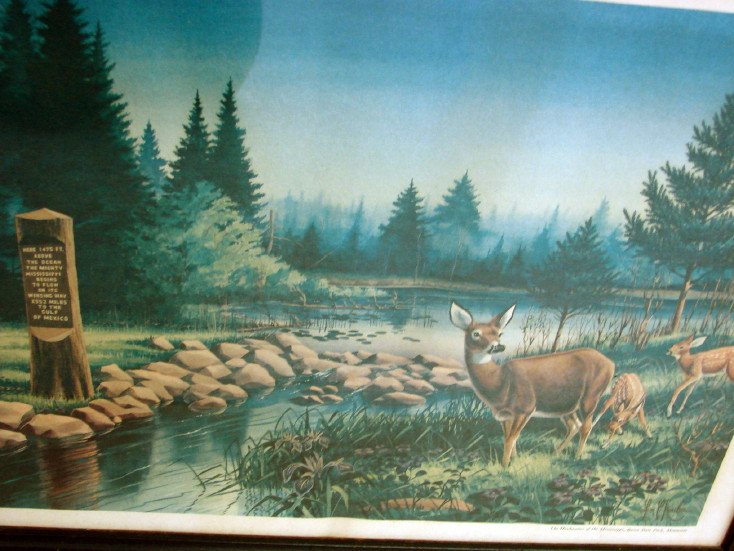 Framed Headwaters of the Mississippi Vintage Les Kouba Print Old Antique, Moose-R-Us.Com Log Cabin Decor