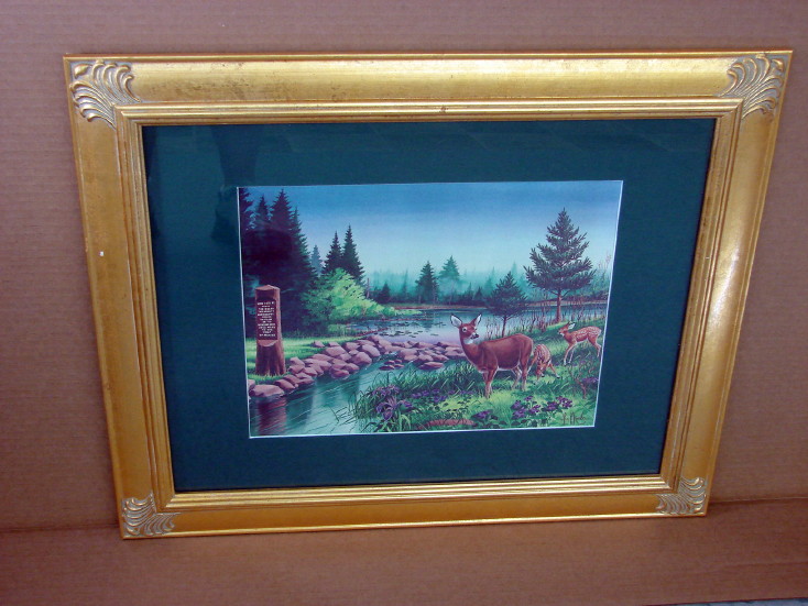 Framed Matted Reprint Headwaters of the Mississippi Les Kouba Print, Moose-R-Us.Com Log Cabin Decor