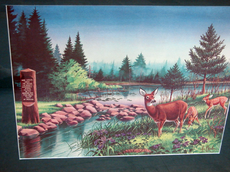 Framed Matted Reprint Headwaters of the Mississippi Les Kouba Print, Moose-R-Us.Com Log Cabin Decor